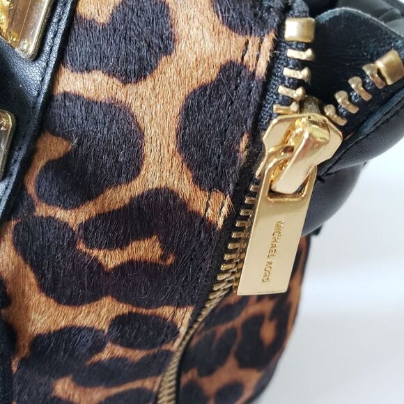 Michael Kors ROSARIO Leather Calf Hair Leopard Cheetah Combat Boots 7 7M brown - Picture 4 of 11